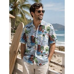 Firefly Lootwear Shirt Mens XL Blue Limited Edition Japan Hawaiian Dinosaur